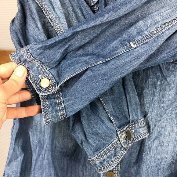 Gap FACTORY Denim Long Sleeve Shirt Tunic Sz M - Picture 3 of 5